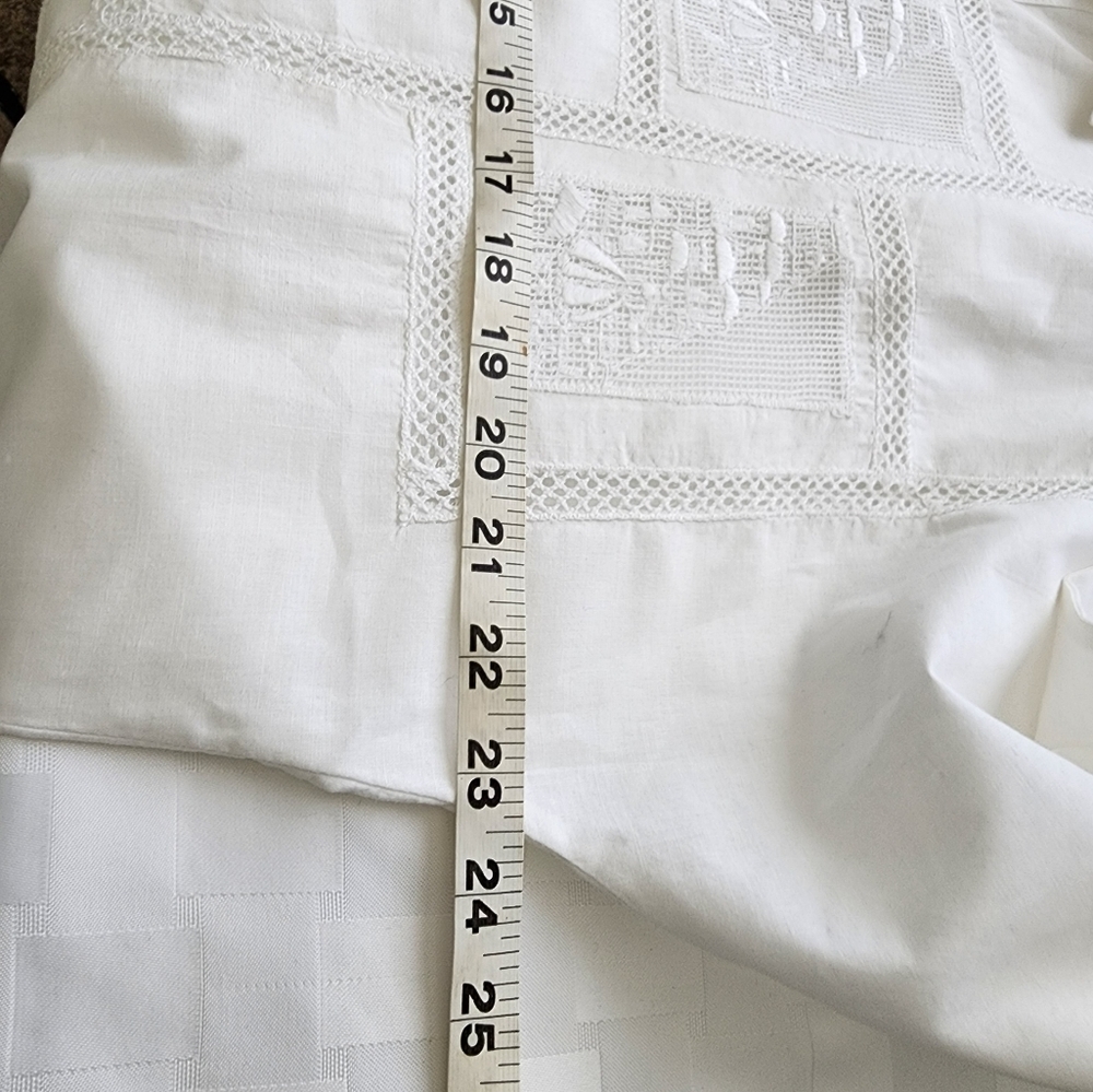 White Collar Lace Cotton Button Down Quarter Sleeve Women's Shirt Size L - Picture 6 of 6